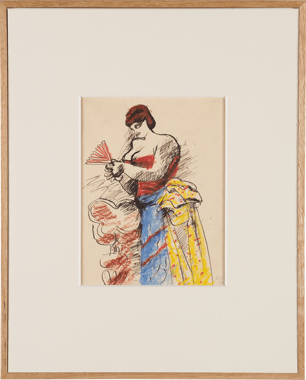 絵画「扇子を持つ女」