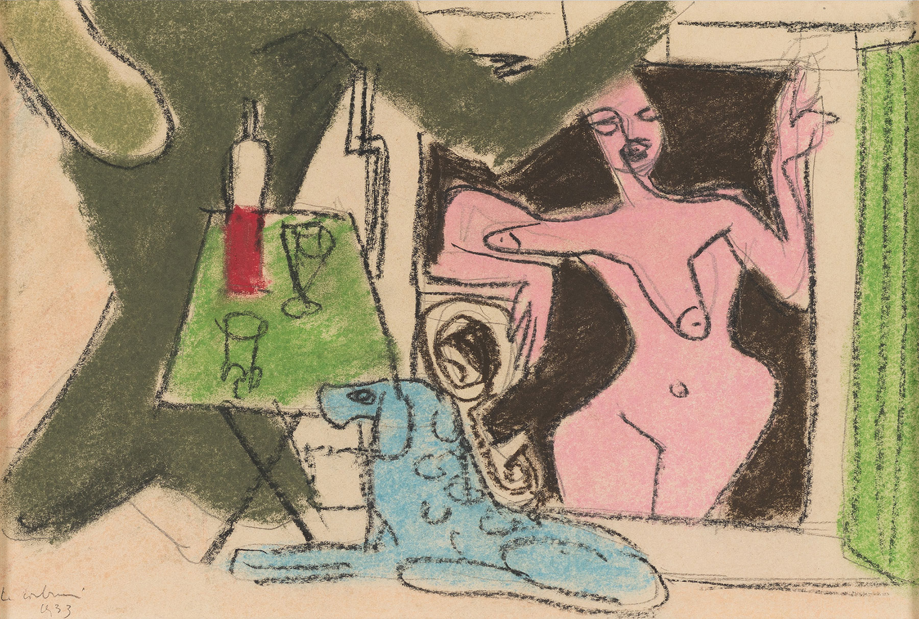 絵画「青い犬のいるコンポジション」